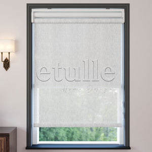 White Patterned Double Roller Blind | Estella