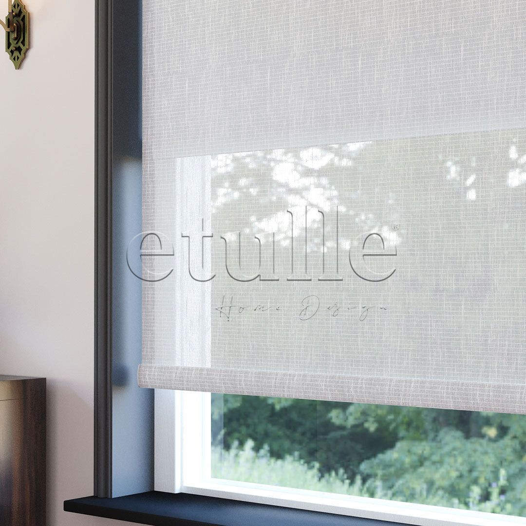 White Patterned Double Roller Blind | Estella