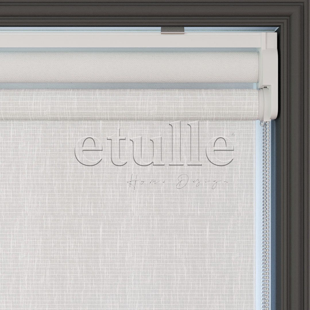 White Patterned Double Roller Blind | Estella