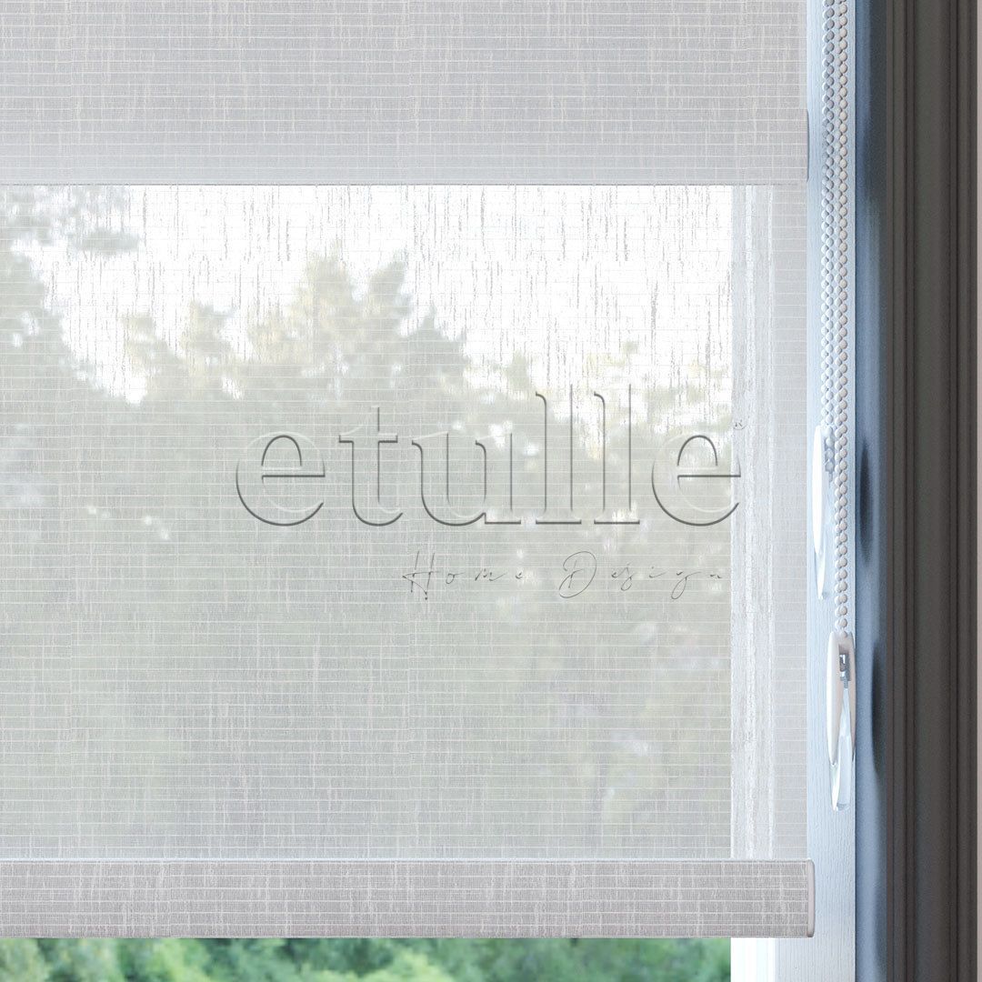 White Patterned Double Roller Blind | Estella