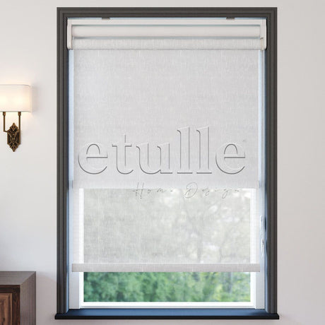 White Patterned Double Roller Blinds | Floris