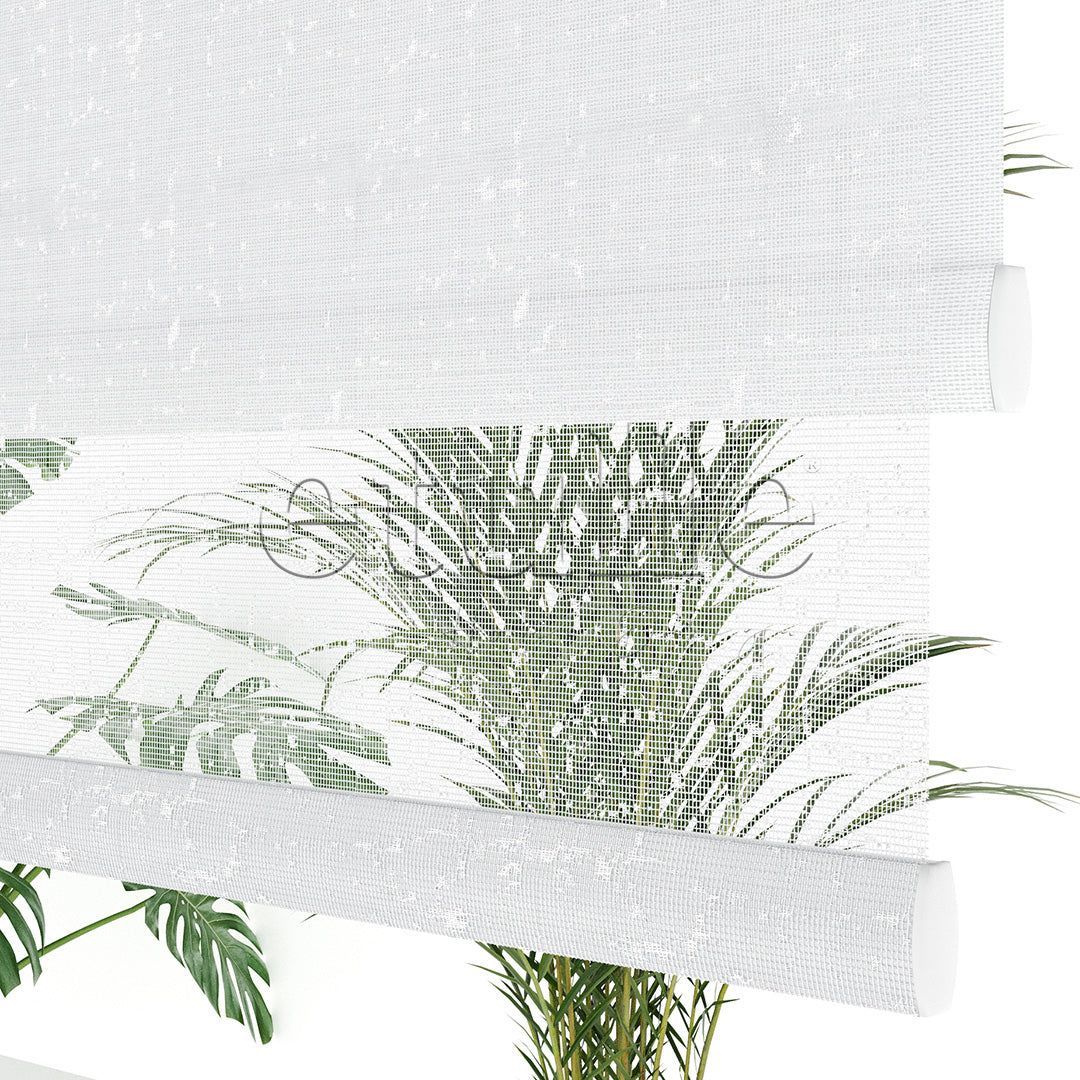 White Patterned Double Roller Blind | Octavia