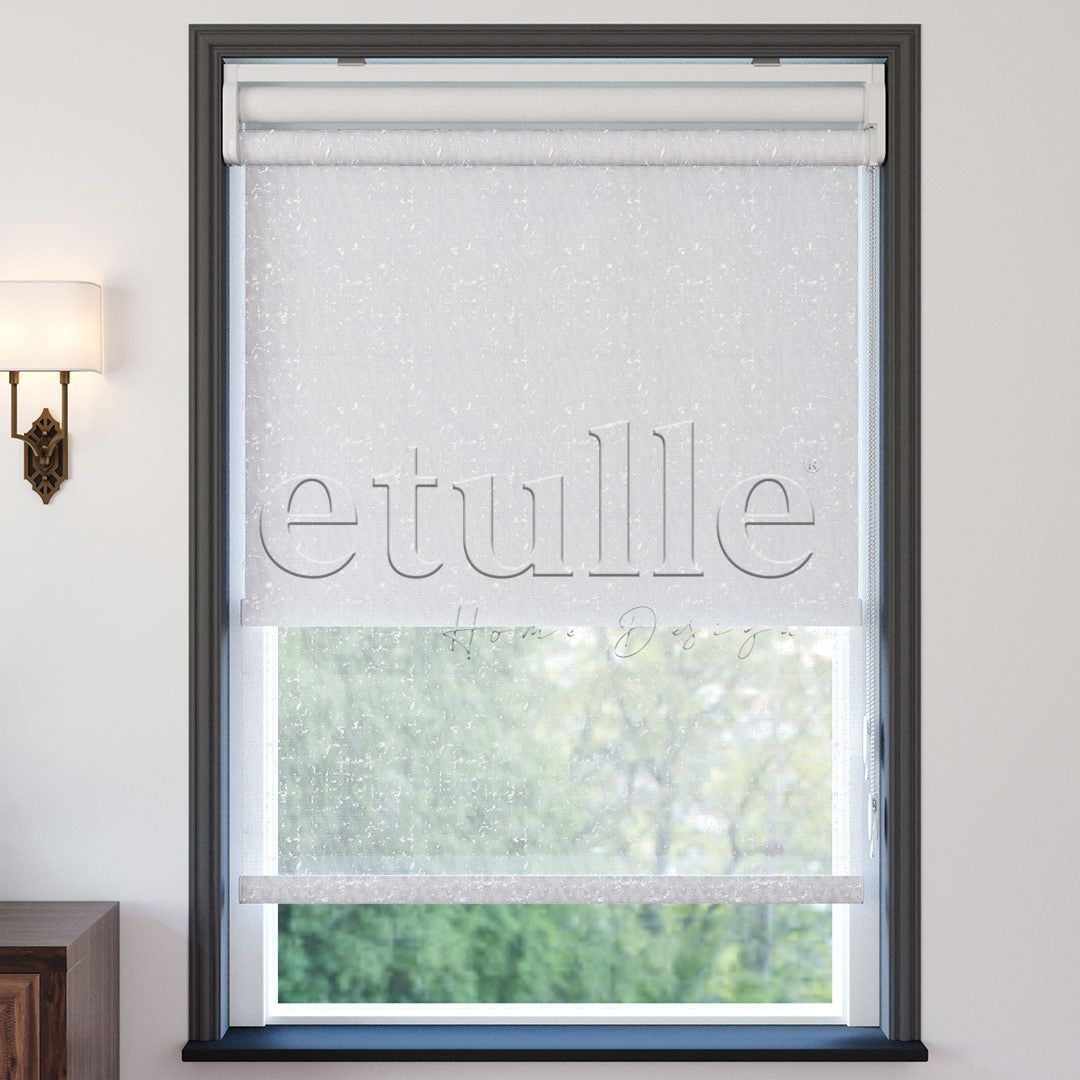 White Patterned Double Roller Blind | Octavia