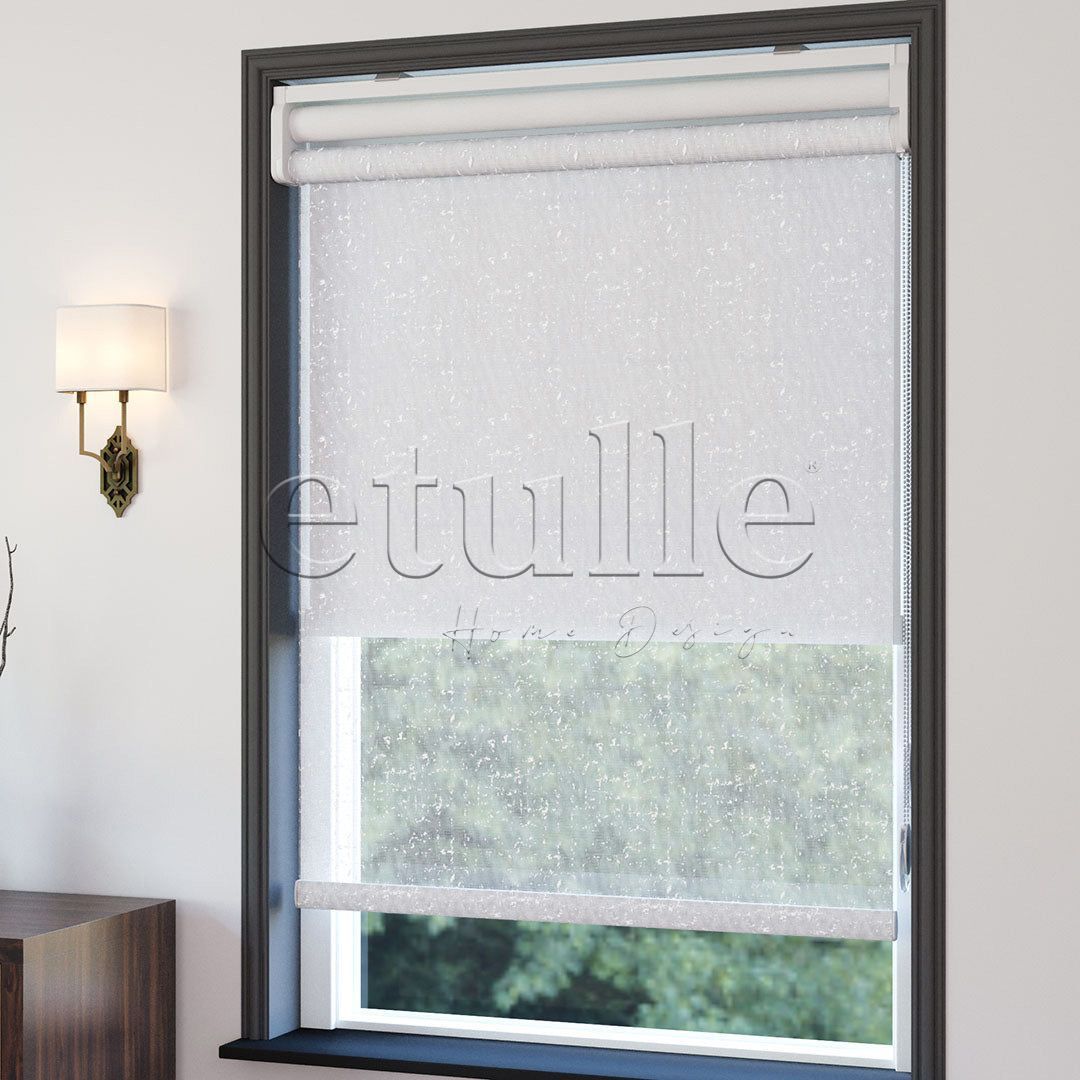White Patterned Double Roller Blind | Octavia