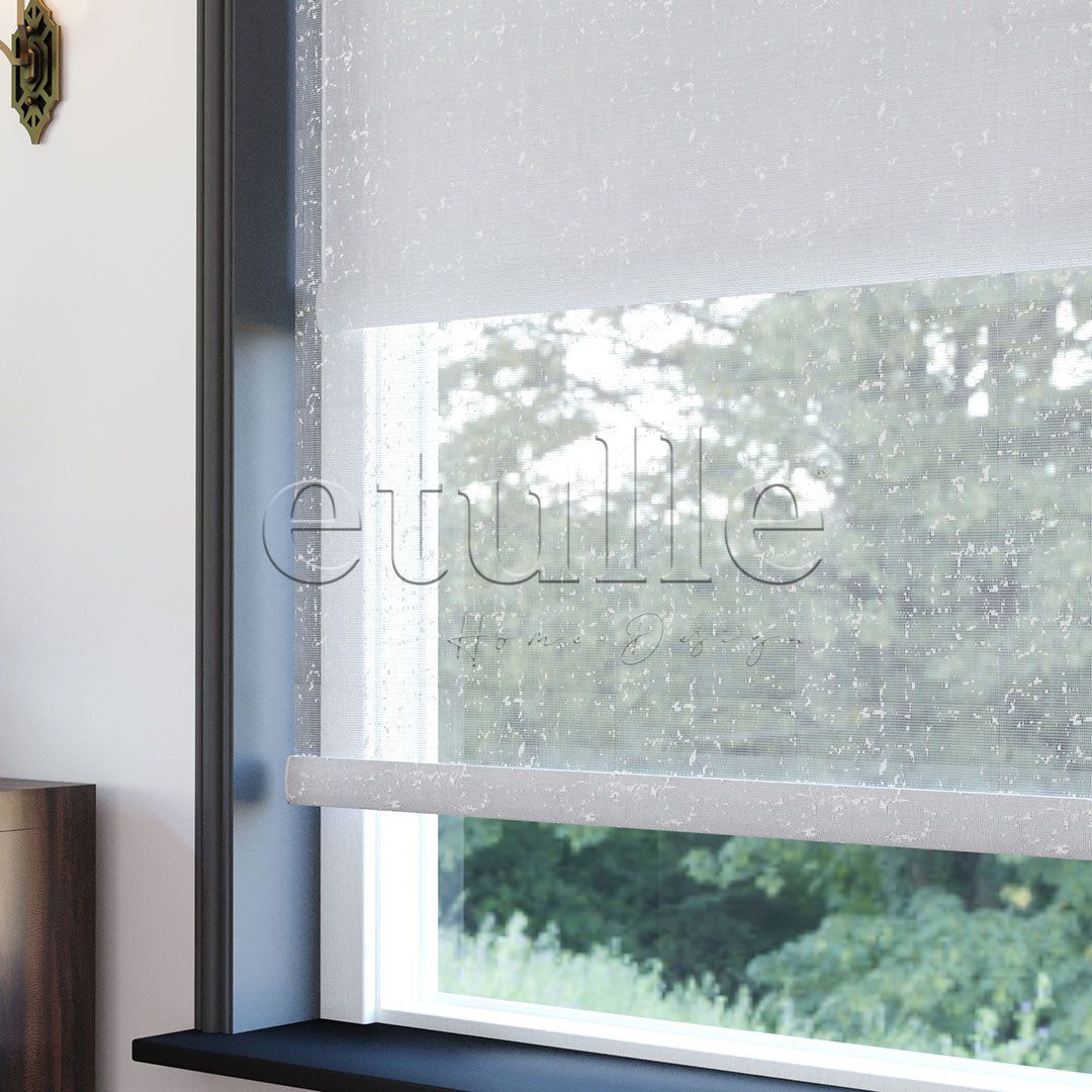White Patterned Double Roller Blind | Octavia