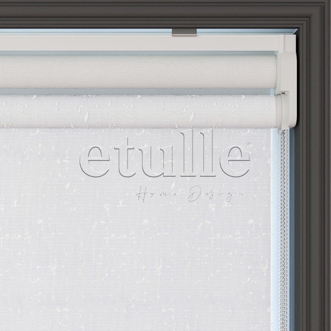 White Patterned Double Roller Blind | Octavia