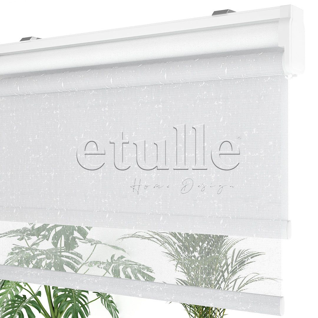 White Patterned Double Roller Blind | Octavia