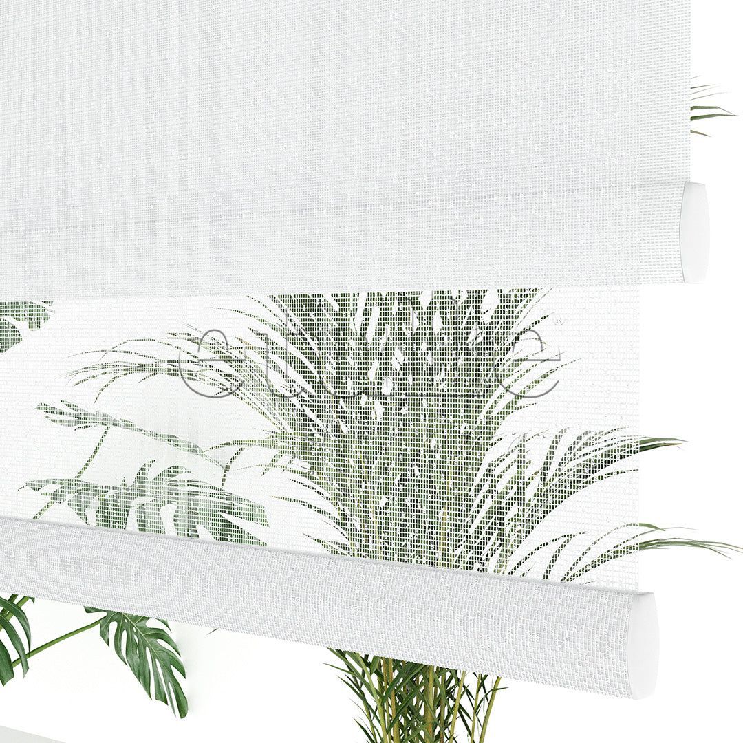 White Patterned Double Roller Blind | Liliana