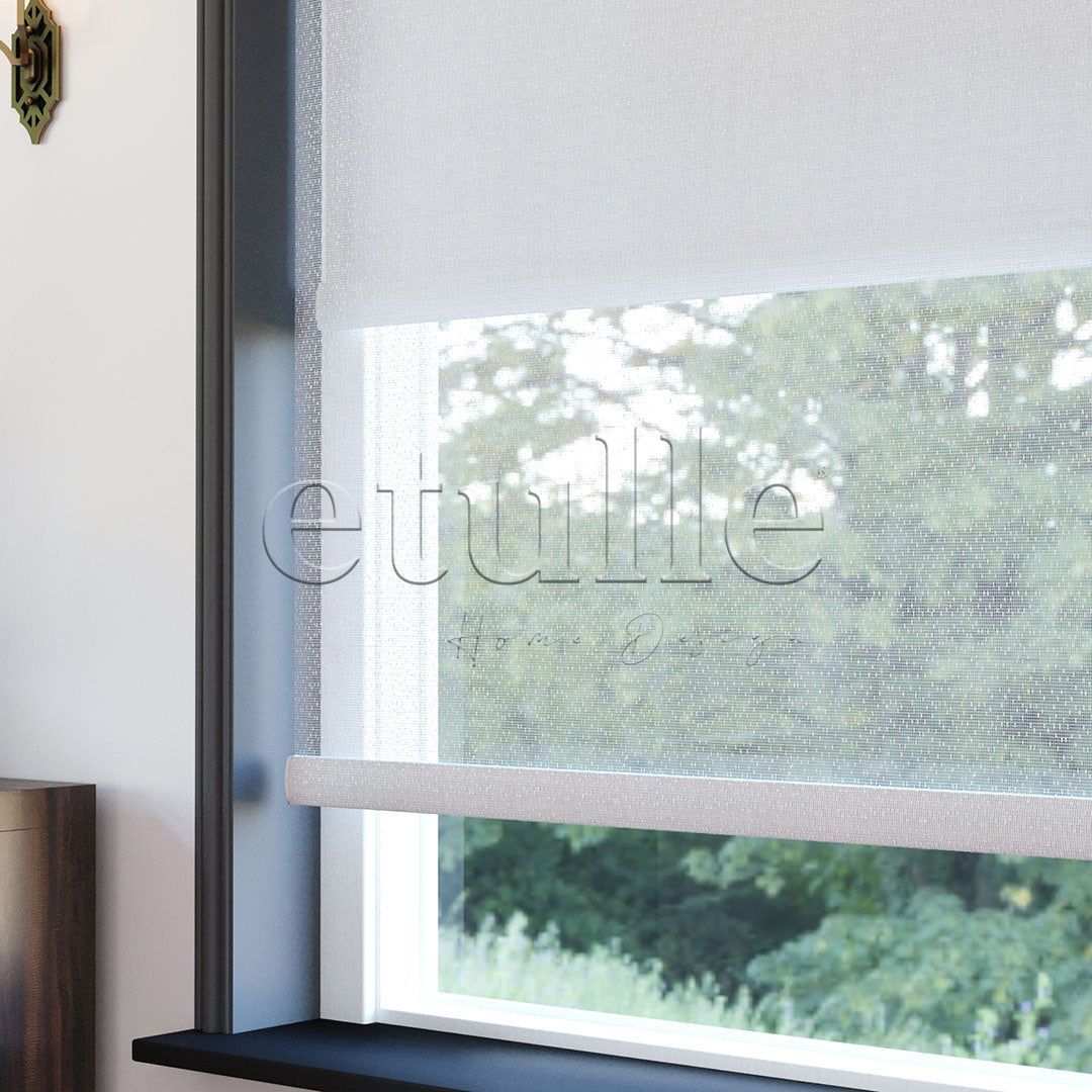 White Patterned Double Roller Blind | Liliana