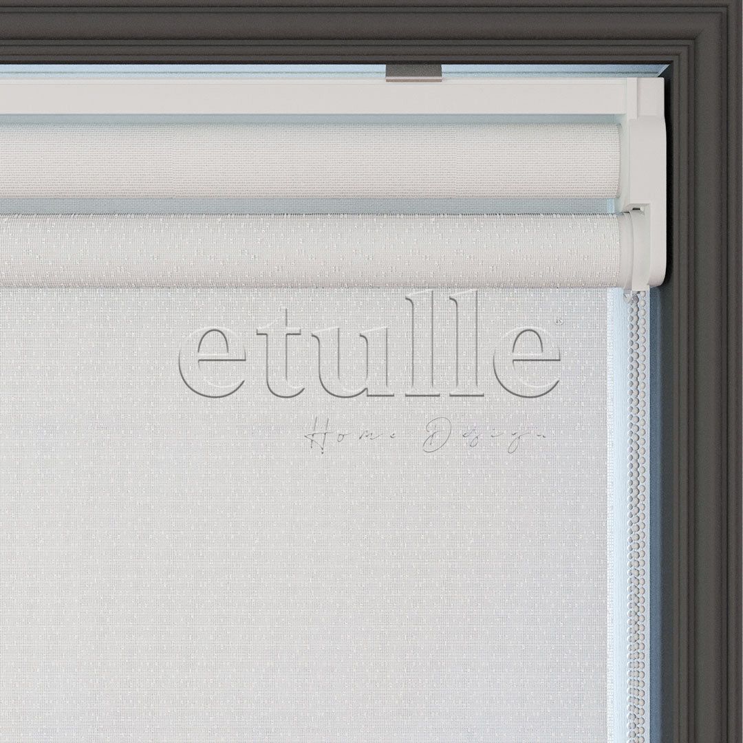 White Patterned Double Roller Blind | Liliana