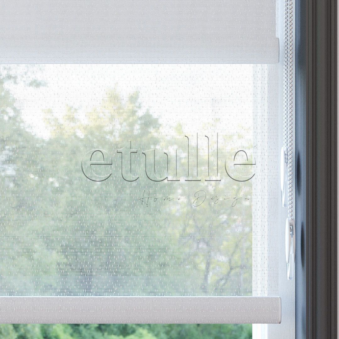 White Patterned Double Roller Blind | Liliana
