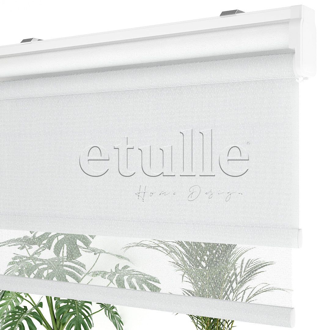 White Patterned Double Roller Blind | Liliana