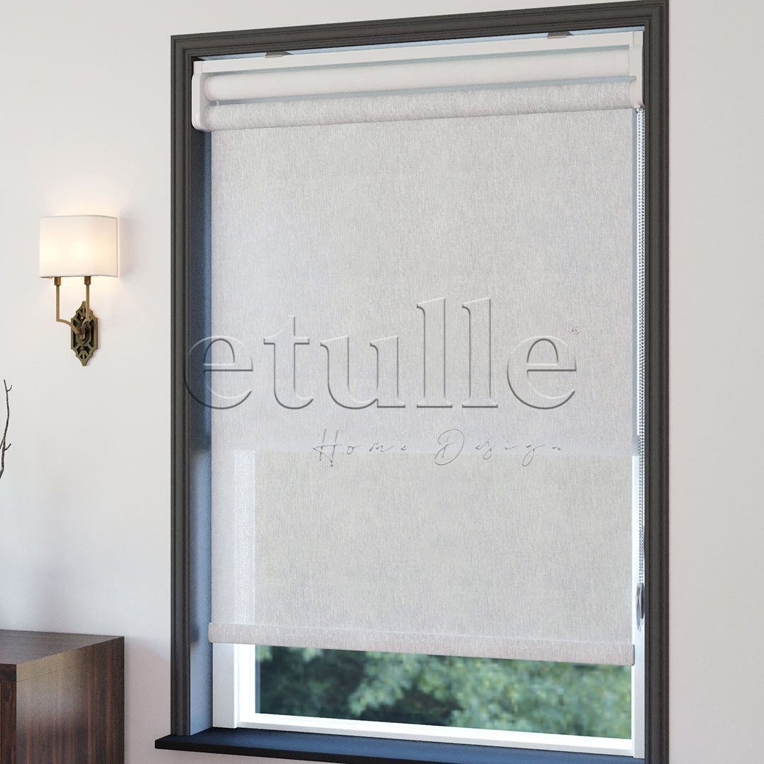 White Plain Double Roller Blind | Nevis