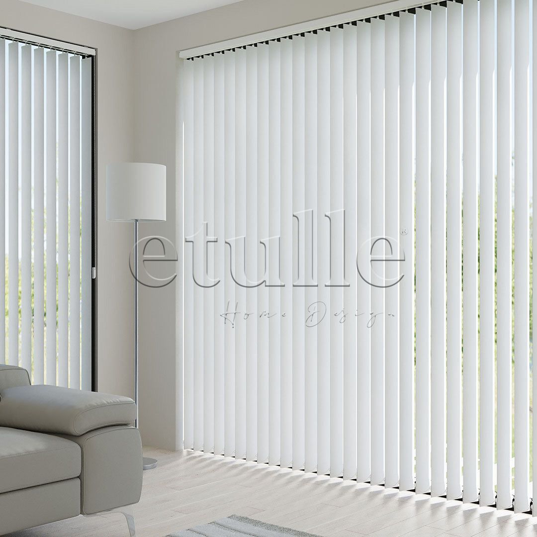 White Plain Fabric Vertical Blinds | Callaway