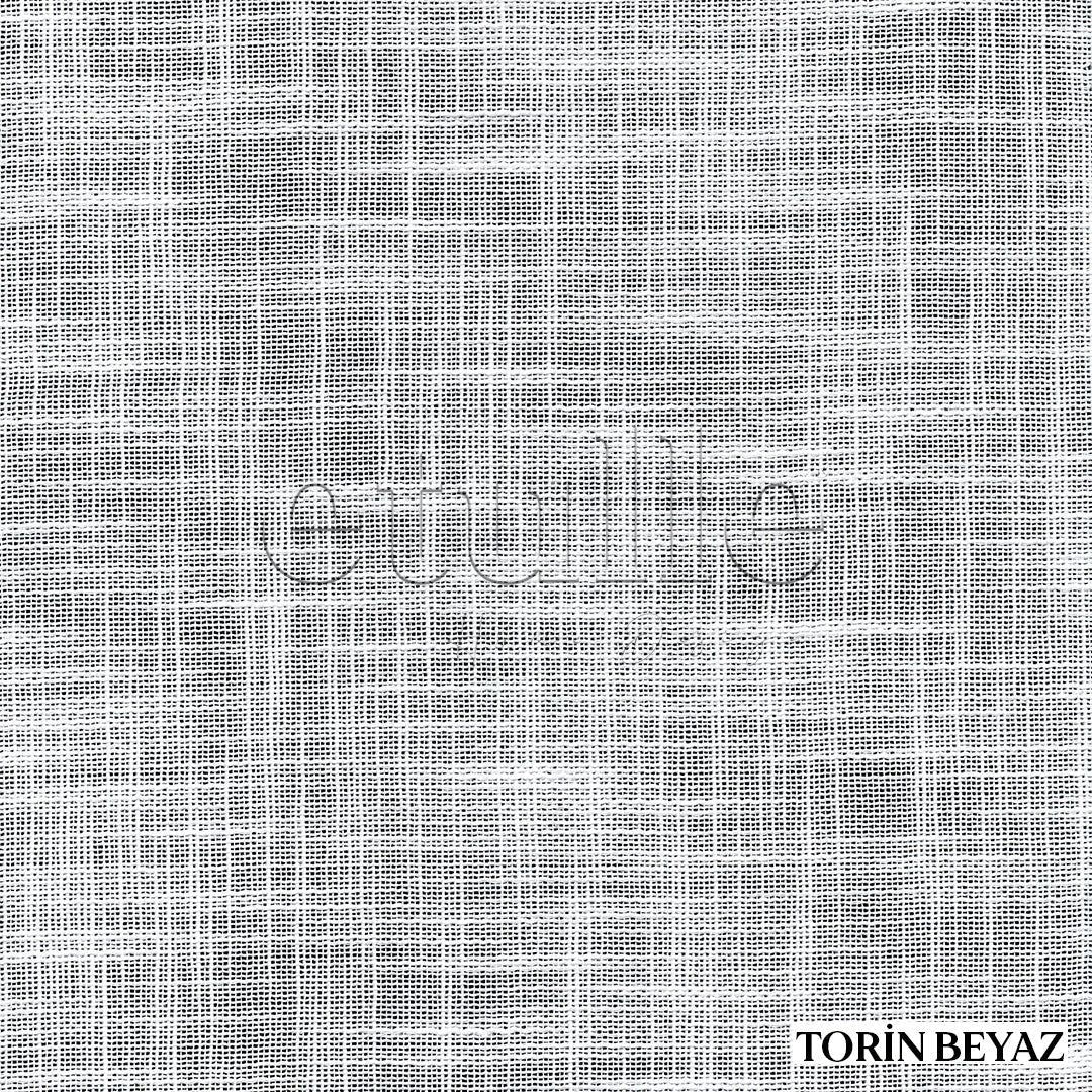 Beyaz Keten Çizgi Efekli Kalın Dökümlü Düz Tül Perde | Torin