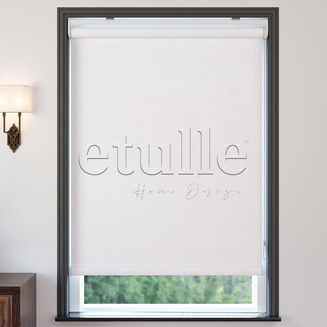 White Matte Linen Roller Blinds | Cascade