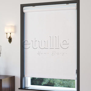 White Matte Linen Roller Blinds | Cascade