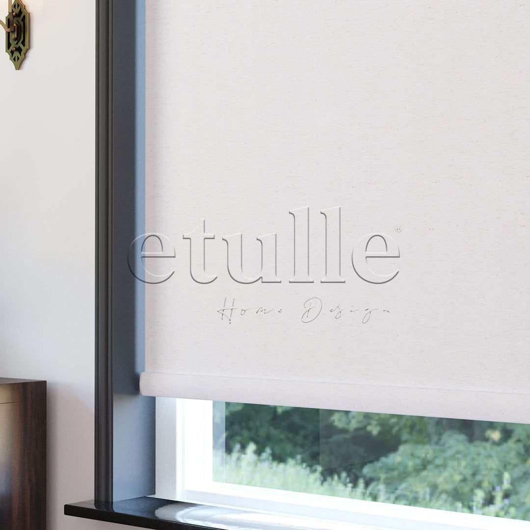 White Matte Linen Roller Blinds | Cascade