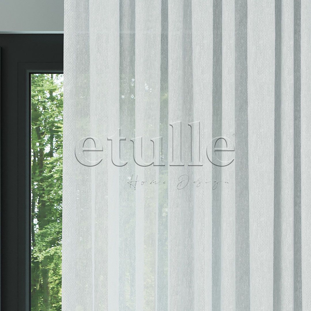 Beyaz Modern Petek Dokulu Keten Efekli Dökümlü Düz Tül Perde | Soleil