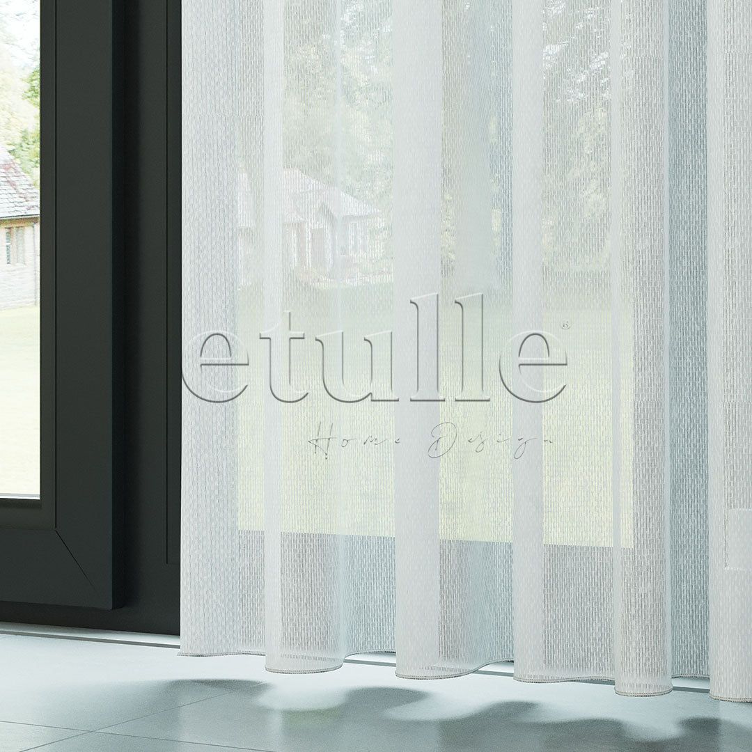 Beyaz Modern Petek Dokulu Keten Efekli Dökümlü Düz Tül Perde | Soleil