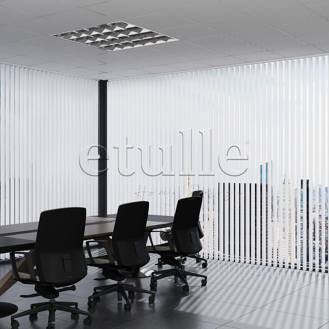 White Transparent Striped PVC Vertical Blinds
