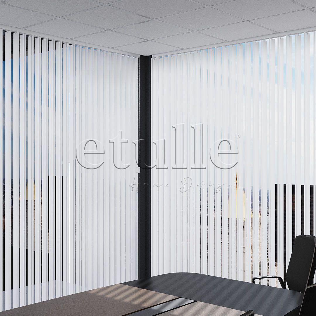 White Transparent Striped PVC Vertical Blinds