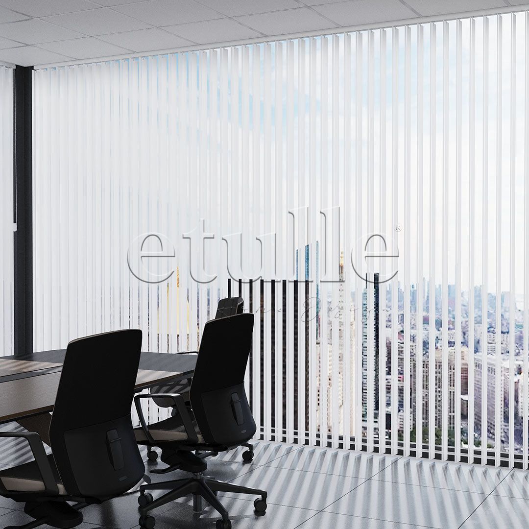 White Transparent Striped PVC Vertical Blinds
