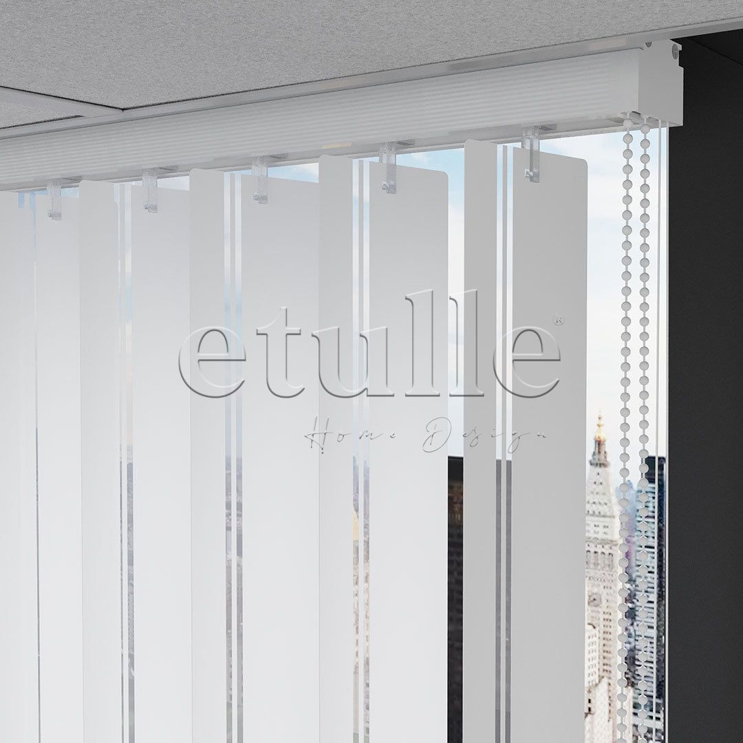 White Transparent Striped PVC Vertical Blinds
