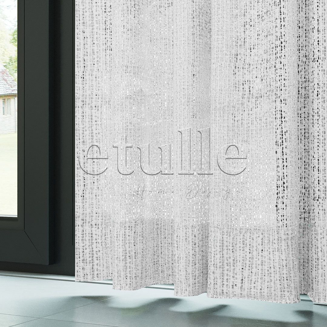 Beyaz Şönil Efekli File Kalın Düz Tül Perde | Ezri