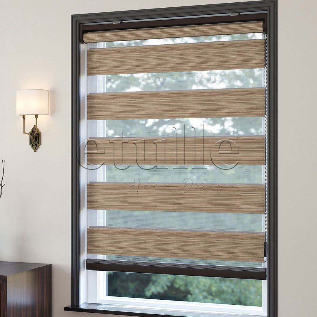 Light Brown Blackout Zebra Curtain | Bolsena