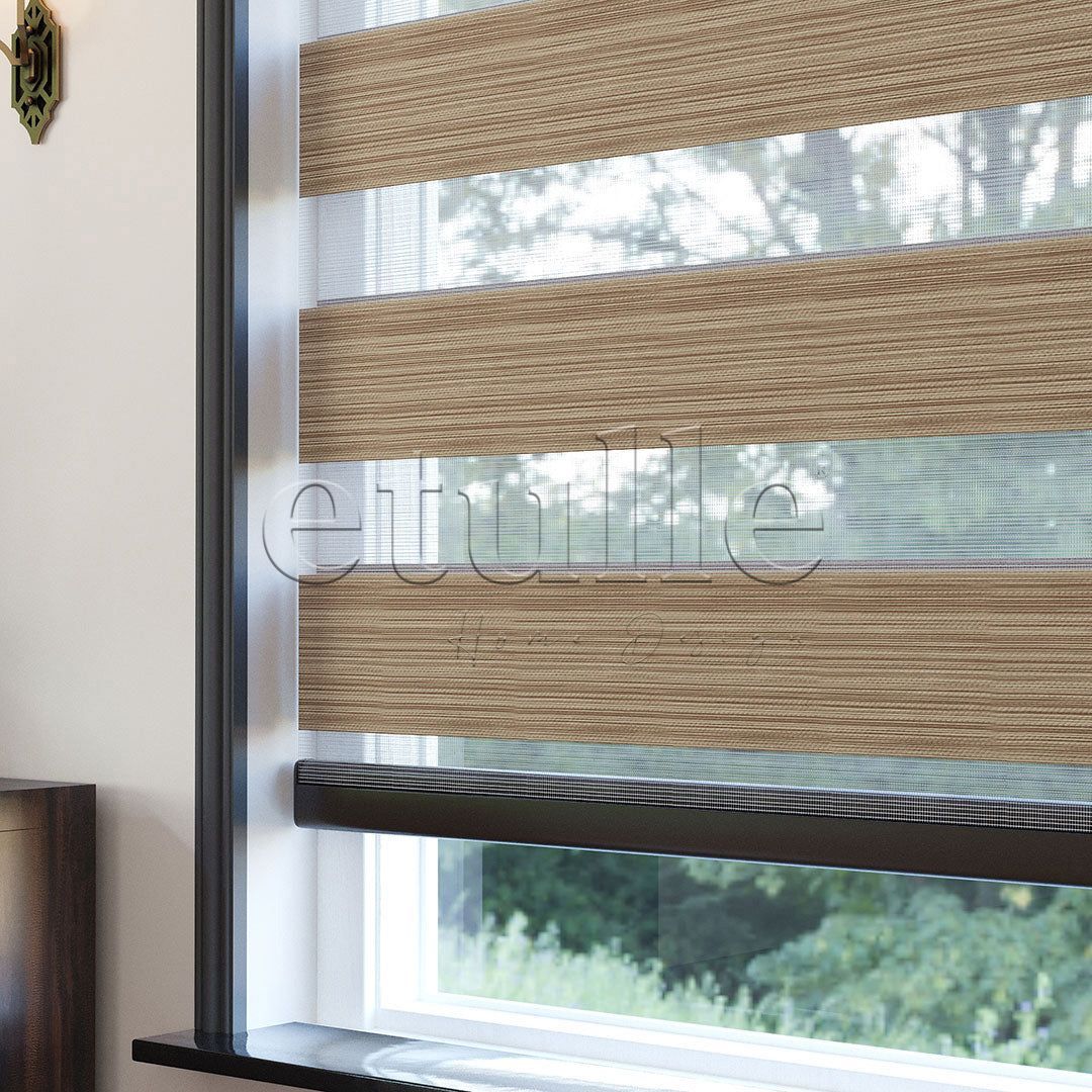 Light Brown Blackout Zebra Curtain | Bolsena