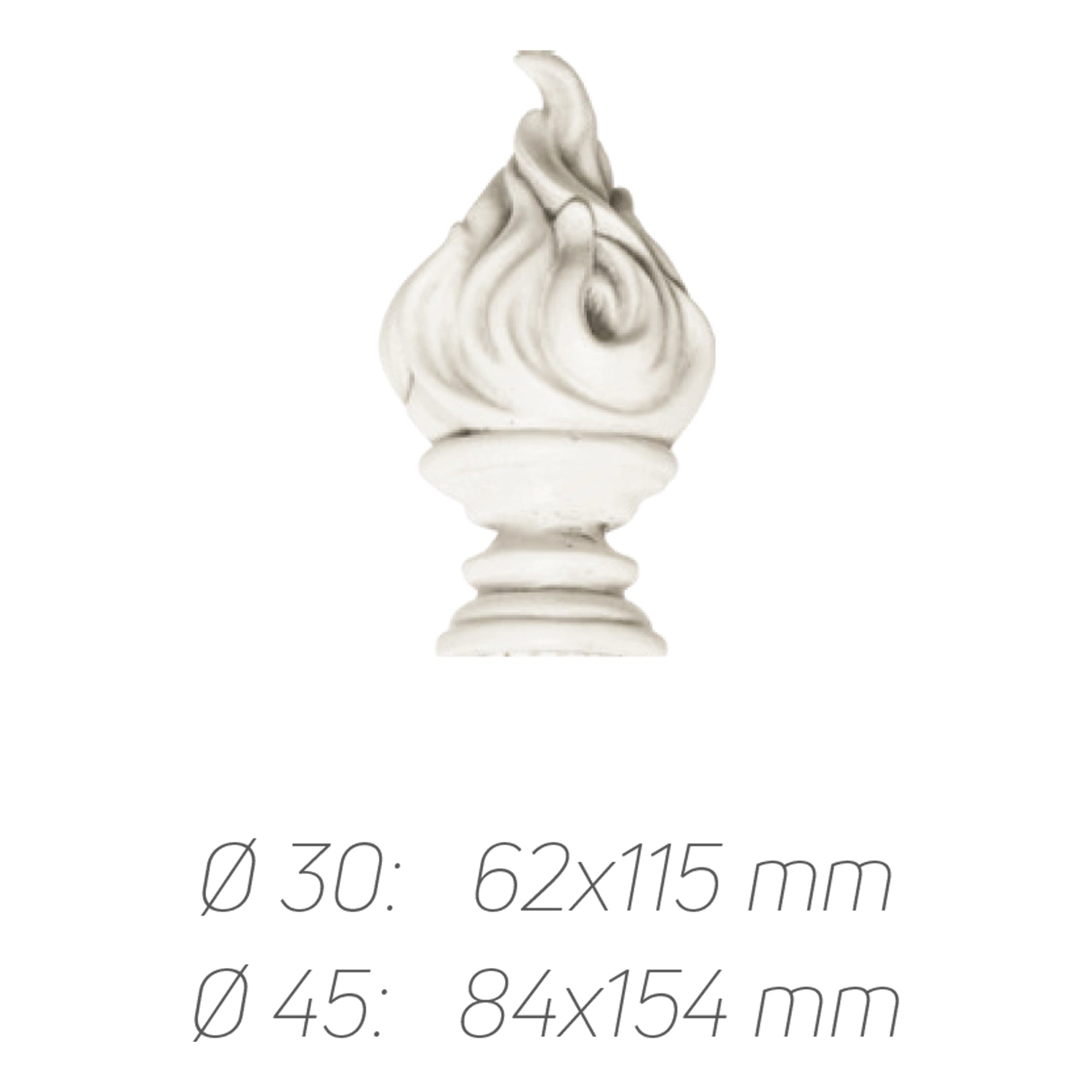 Rustik Perde Borusu 30 mm - Beyaz Eskitme Metal - Meşale