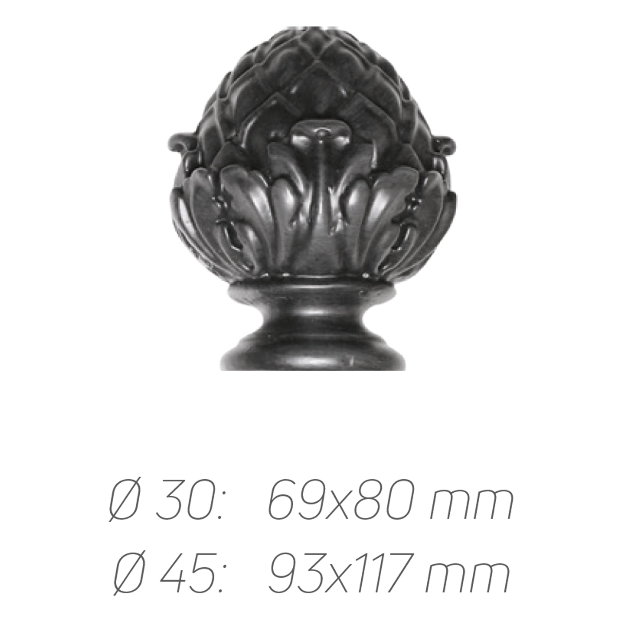 Rustik Perde Borusu 30 mm - Siyah Eskitme Metal - Flora