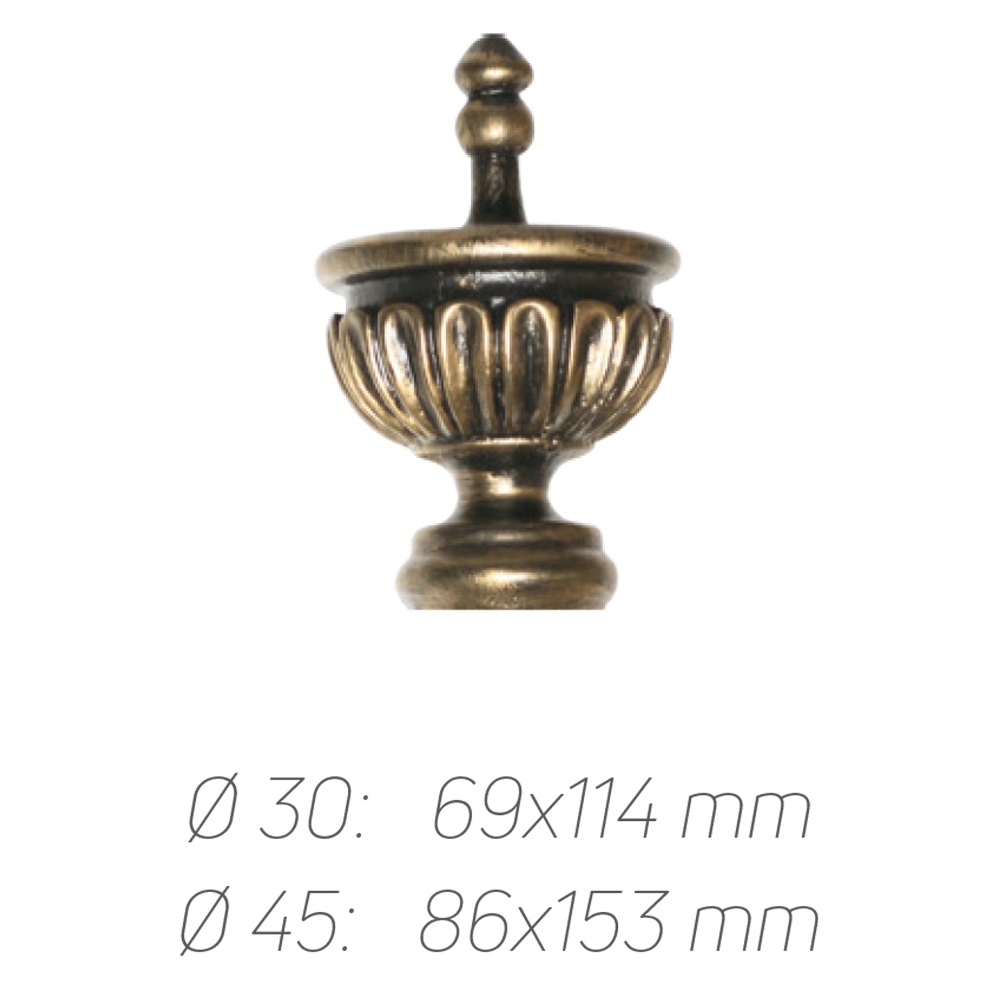 Rustik Perde Borusu 30 mm - Altın Eskitme Metal - Aurelios