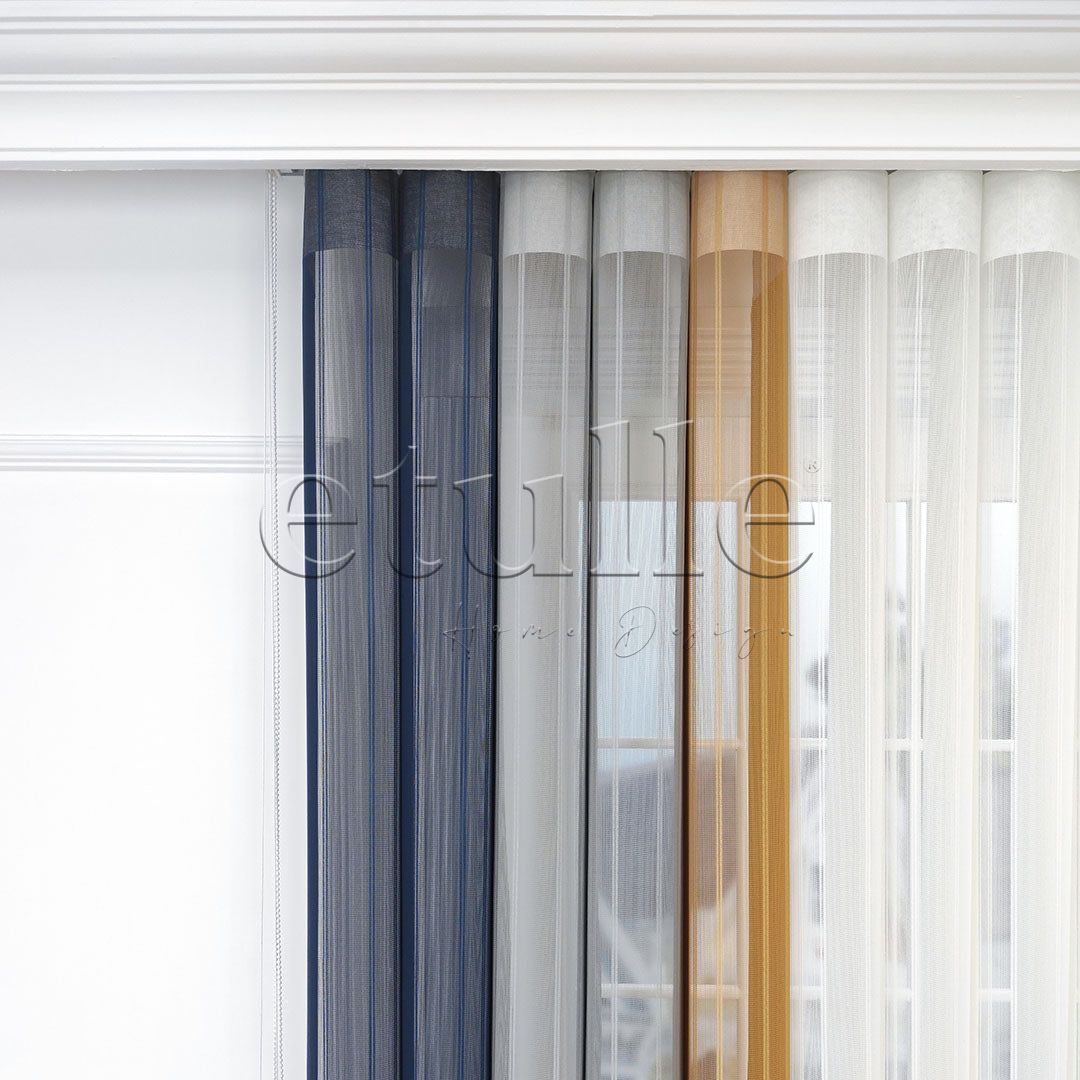 Cambridge - Striped Vertical Tulle Curtains