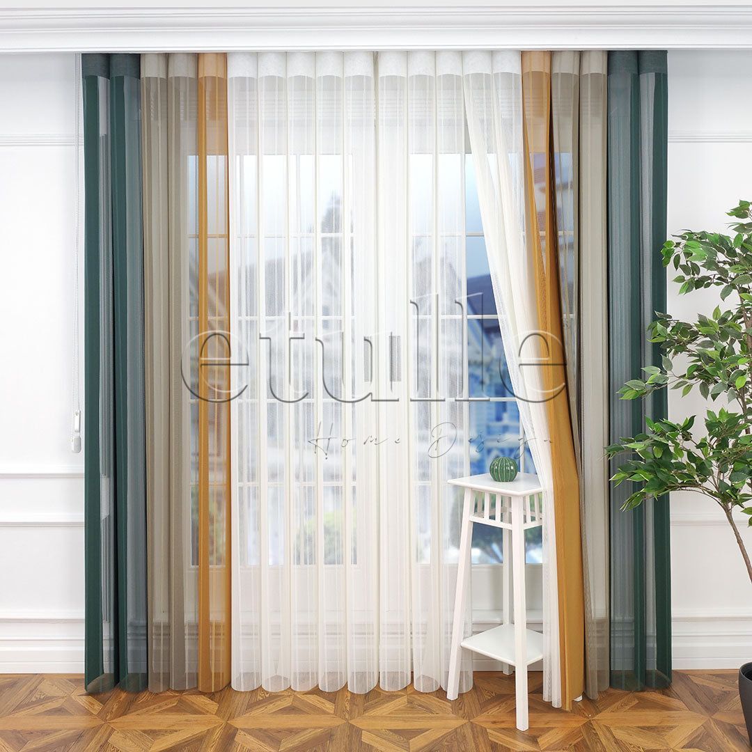 Cardiff - Striped Vertical Tulle Curtains