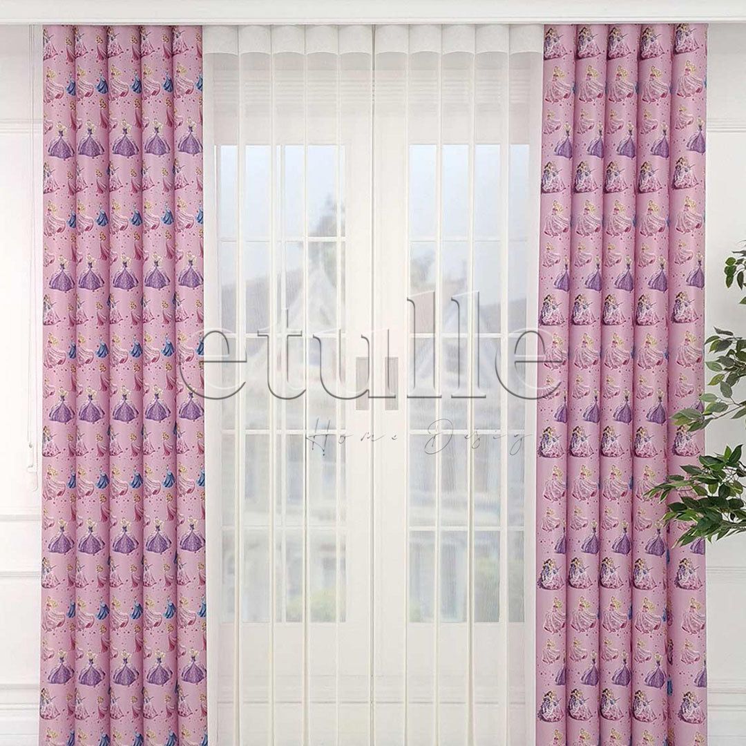 Cindrella - Children's Room Vertical Tulle Curtains