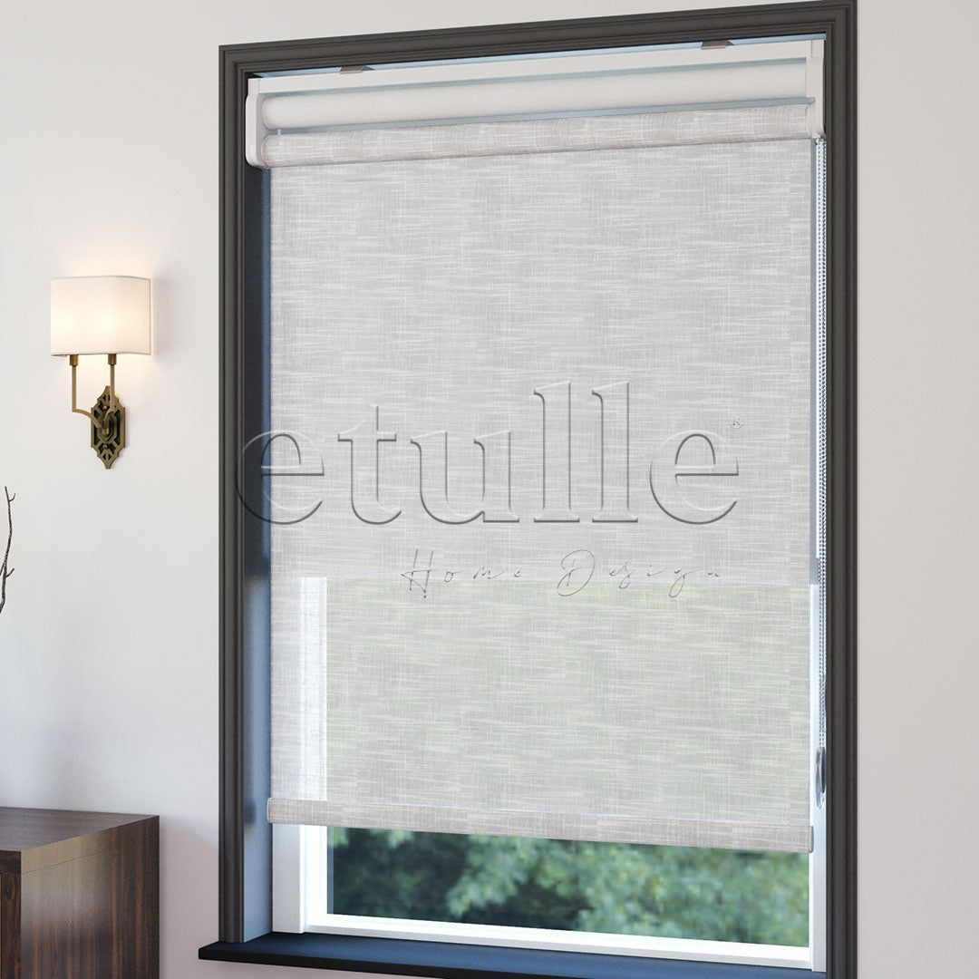 Ecru Patterned Double Roller Blind | Dauphine
