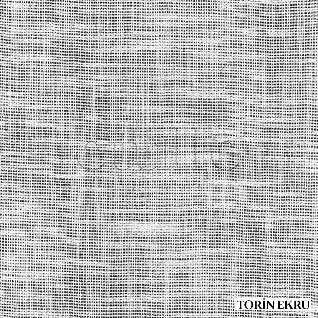 Ekru Keten Çizgi Efekli Kalın Dökümlü Düz Tül Perde | Torin