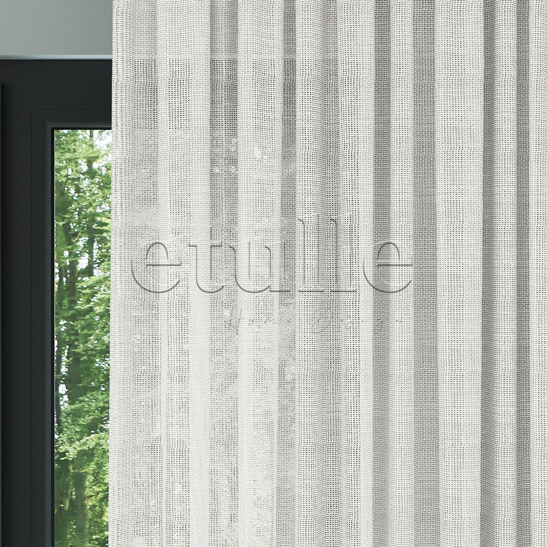 Ekru Trend File Kalın Dekoratif Düz Tül Perde | Muse