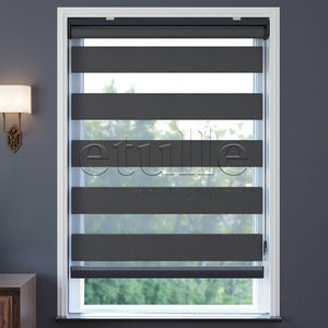 Anthracite Blackout Zebra Curtain | ennio