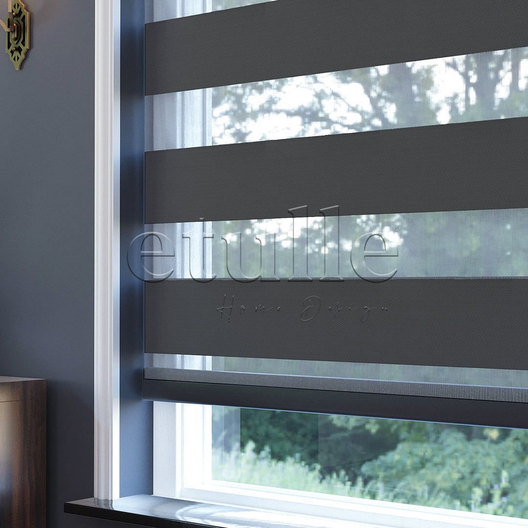 Anthracite Blackout Zebra Curtain | ennio