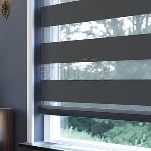 Anthracite Blackout Zebra Curtain | ennio