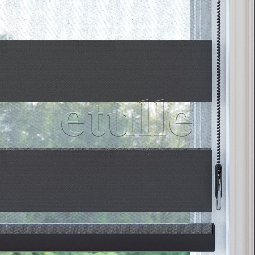 Anthracite Blackout Zebra Curtain | ennio