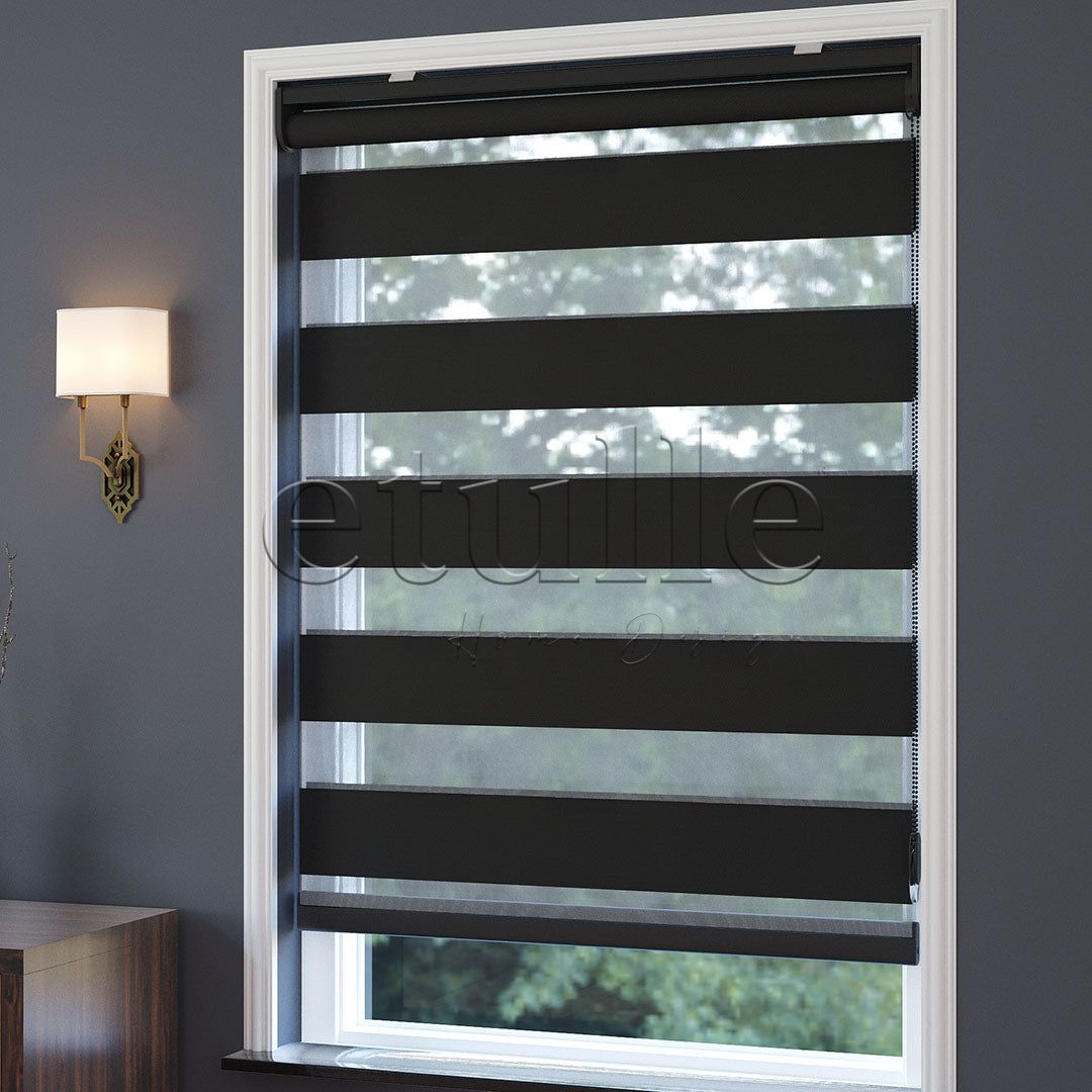 Black Blackout Zebra Curtain | Ennio