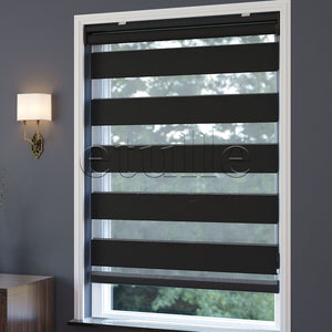 Black Blackout Zebra Curtain | Ennio
