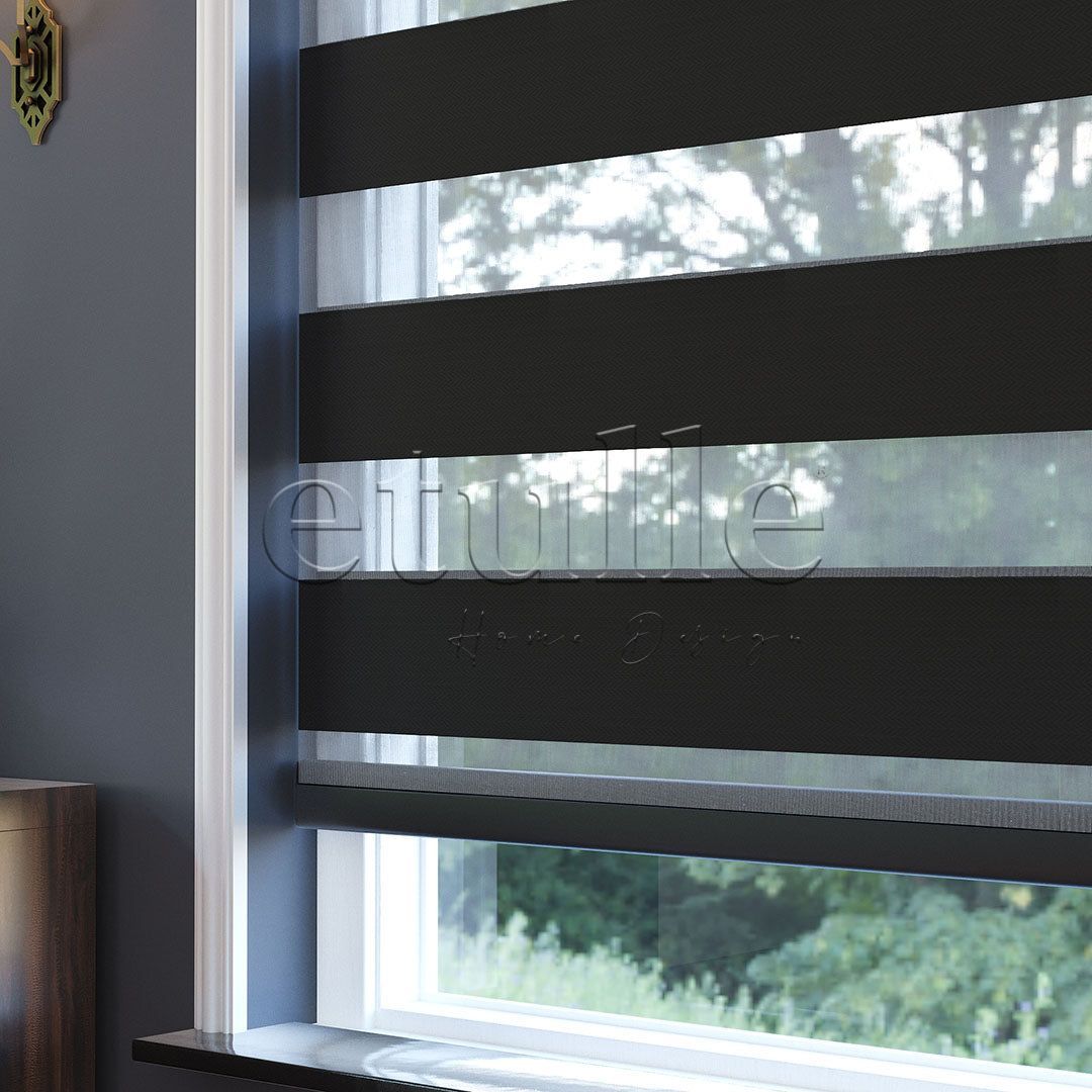 Black Blackout Zebra Curtain | Ennio