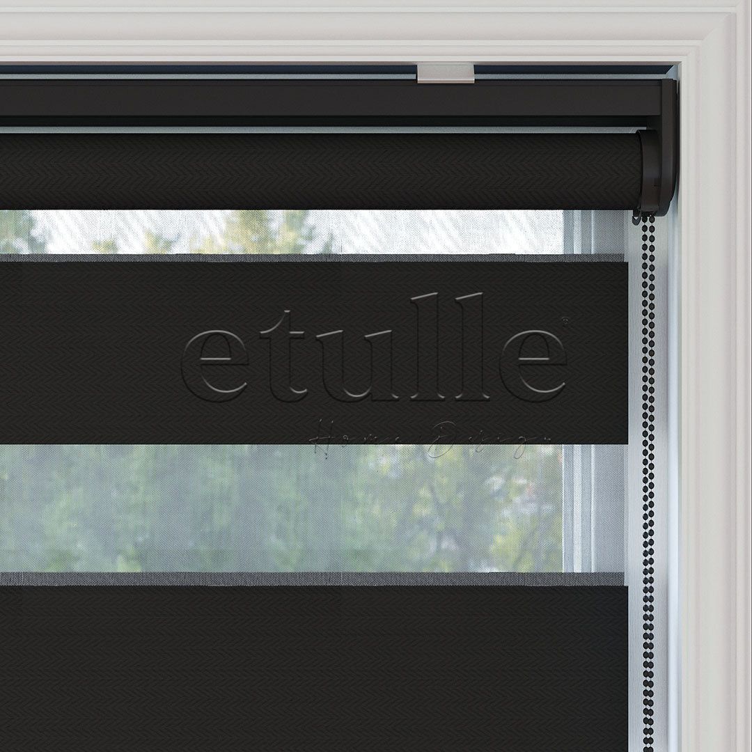 Black Blackout Zebra Curtain | Ennio