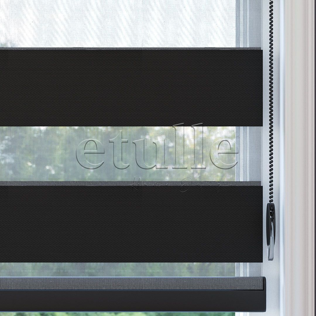 Black Blackout Zebra Curtain | Ennio