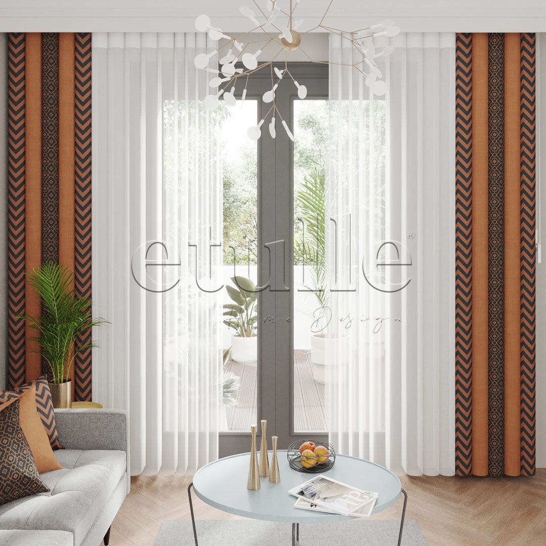Fancy King - Printed Vertical Tulle Curtain